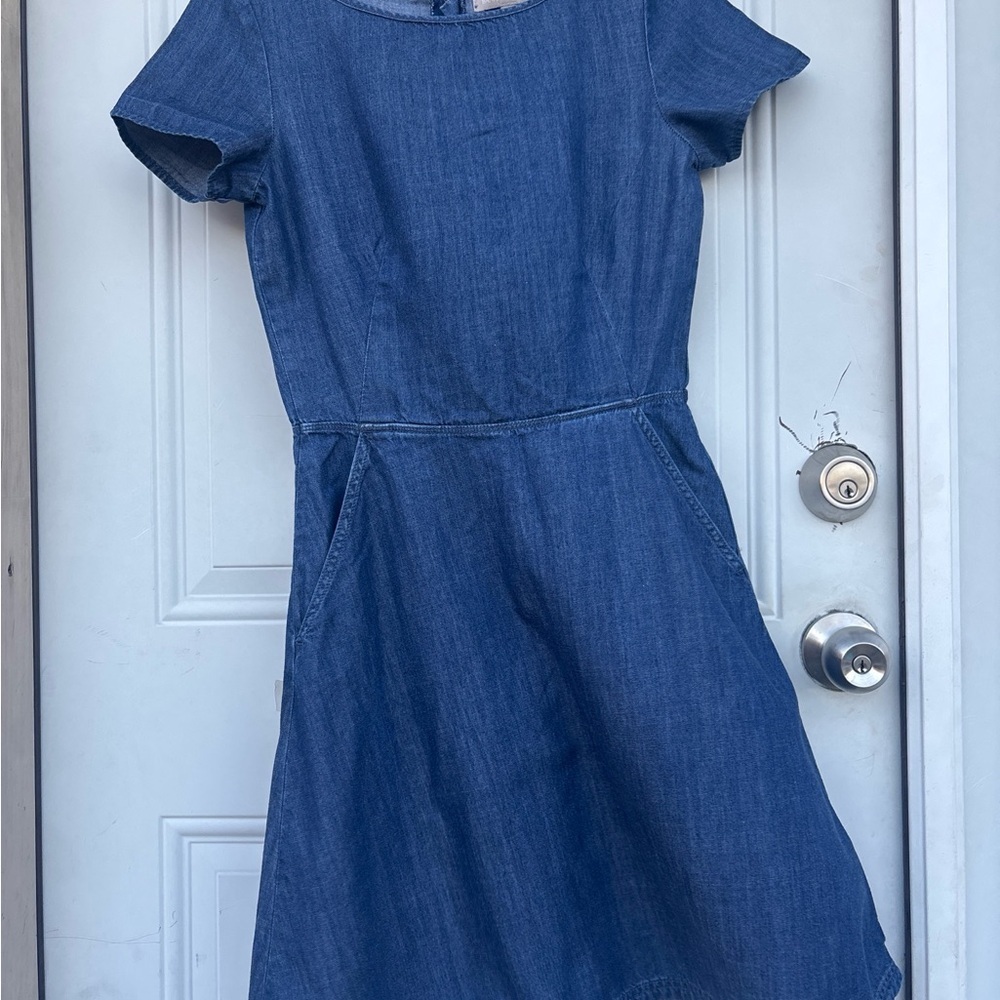 Banana Republic Blue Denim Mini A-Line Dress - Picture 3 of 9